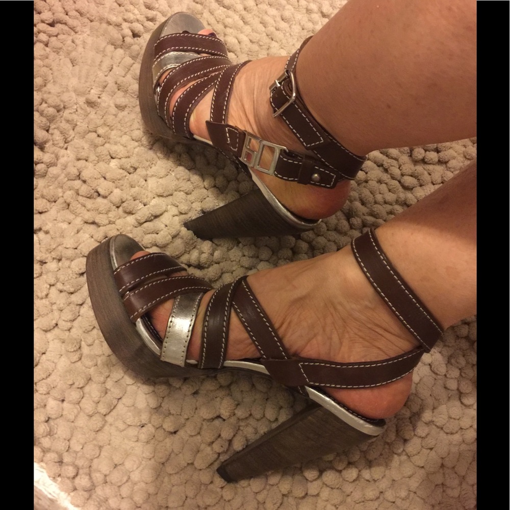 Sexy Miss Sixty Leather Wrap Logo Sandals